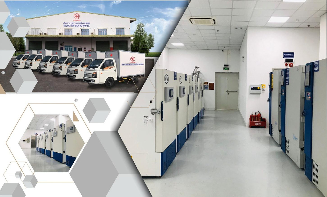 Kho lạnh và xe chuyên dùng vận chuyển đến cơ sở tiêm chủng của Vimedimex