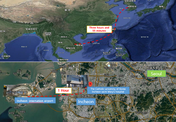 Bệnh viện Thánh mẫu Incheon trực thuộc Đại học Công giáo Incheon, nơi phẫu thuật ung thư rất tốt ở Hàn Quốc, cách sân bay khoảng 1 tiếng đồng hồ