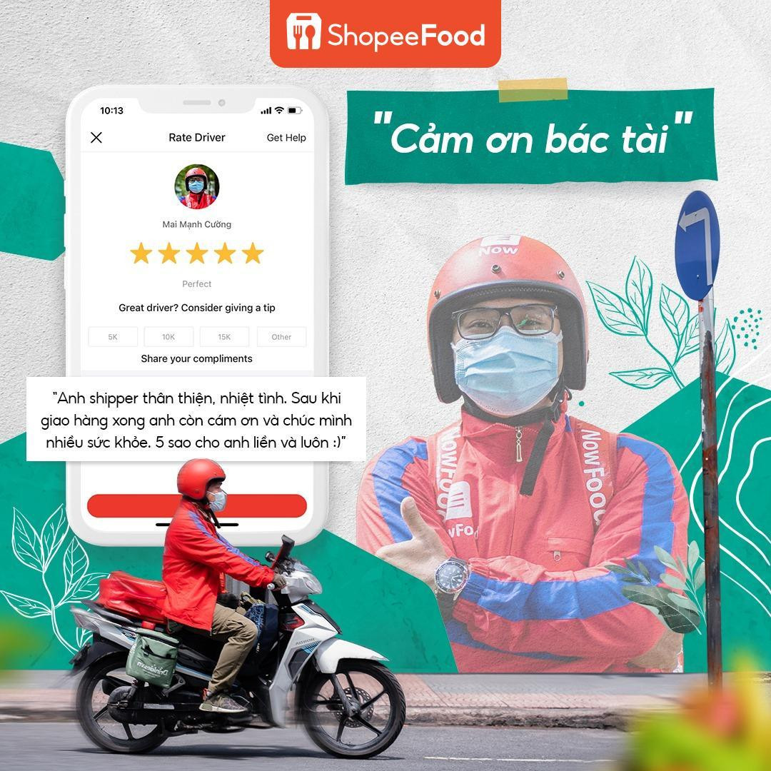 Tài xế ShopeeFood (trước đây là NowFood) nhận được nhiều sự qúy mến từ khách hàng