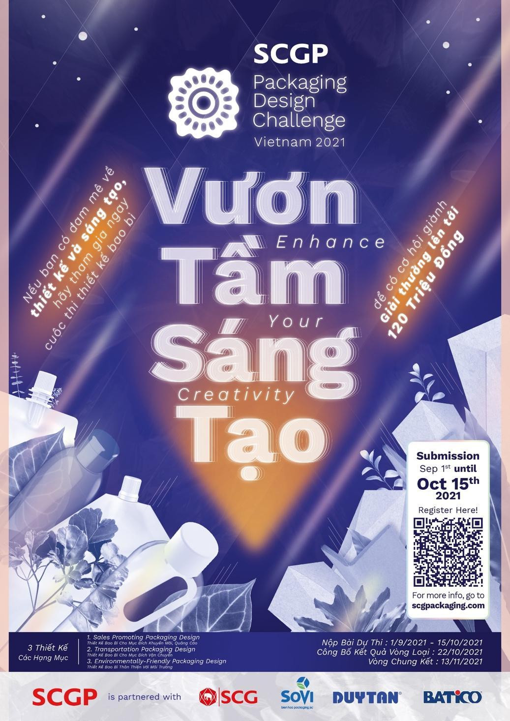 Cuộc thi Thiết kế Bao bì SCGP Packaging Design Challenge Việt Nam 2021 với chủ đề “Vươn Tầm Sáng Tạo” khuyến khích đối tượng sinh viên có đam mê thiết kế, tư duy sáng tạo vượt qua những ranh giới trong thiết kế bao bì nhằm thúc đẩy sự phát triển của ngành Bao bì