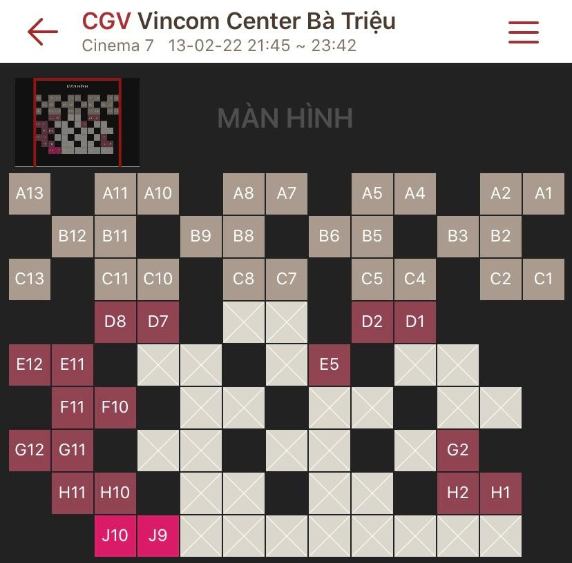 Suất chiếu đêm muộn, ghế đặt trước sớm bao trọn các vị trí đẹp, đặc biệt là ghế đôi Suất chiếu đêm muộn, ghế đặt trước sớm bao trọn các vị trí đẹp, đặc biệt là ghế đôi