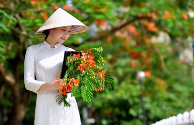 Nữ sinh Kinh tế mộng mơ bên phượng hồng rực đỏ ảnh 10