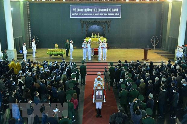 Lễ truy điệu đồng chí Vũ Oanh tại Nhà tang lễ Quốc gia. (Ảnh: Minh Đức/TTXVN) Lễ truy điệu đồng chí Vũ Oanh tại Nhà tang lễ Quốc gia. (Ảnh: Minh Đức/TTXVN)