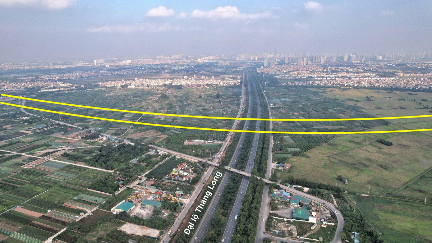 Nút giao giữa vành đai 4 với đại lộ Thăng Long tại địa bàn xã Song Phương, huyện Hoài Đức.