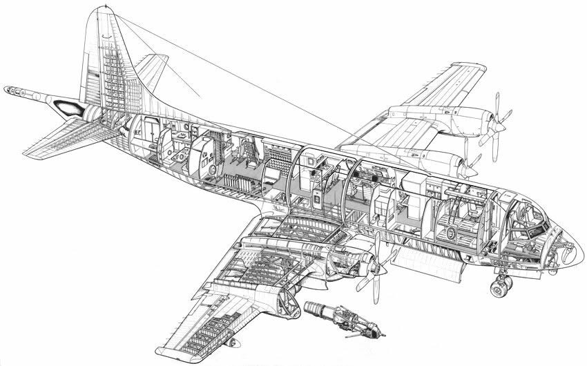 Sơ đồ cấu tạo chung máy bay P-3 Orion