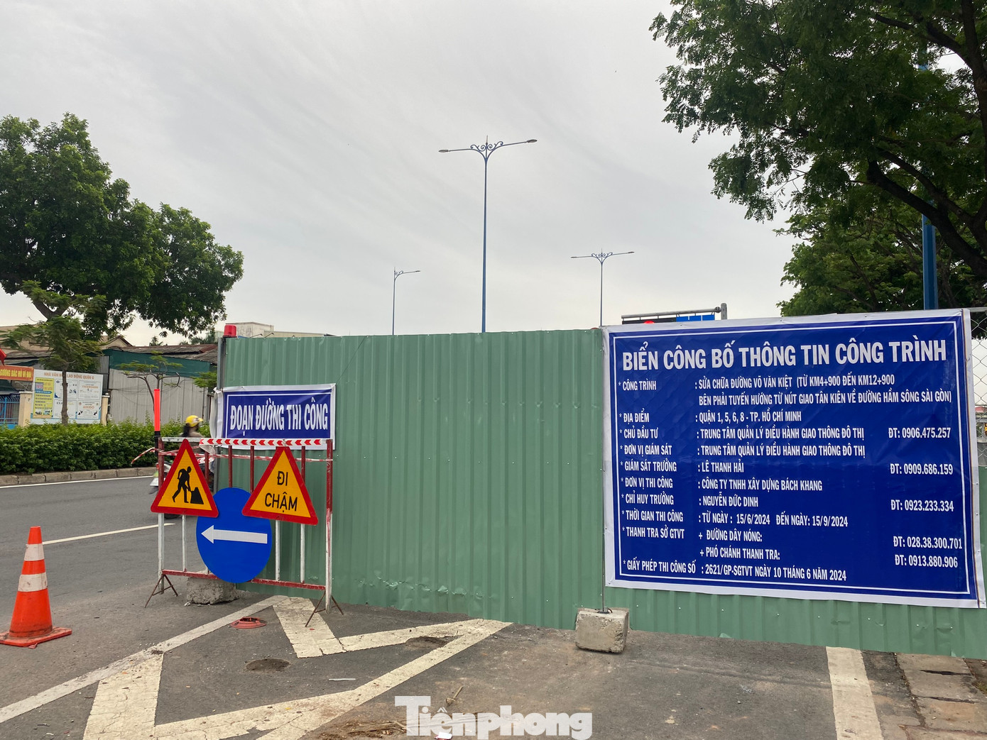 Địa điểm thi công trên đường Võ Văn Kiệt (đoạn qua địa bàn các quận 1, quận 5, quận 6 và quận 8).