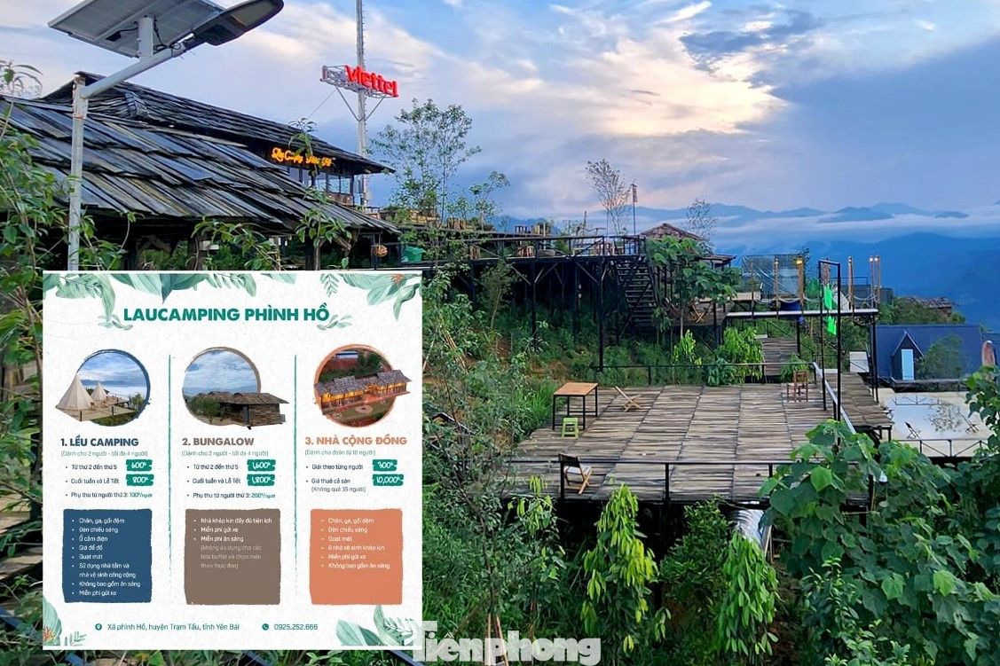 Bảng giá dịch vụ được công khai tại Lau Camping Phình Hồ.