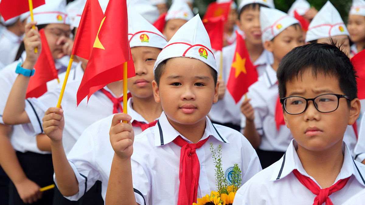 Vẻ mặt rạng ngời của các em học sinh trong ngày khai giảng