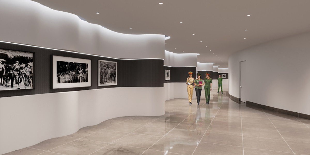 Sảnh đón khách VIP, khu vực hành lang và khu vực tầng hầm được bài trí đẹp mắt như đang đi thăm quan triển lãm ở bảo tàng.