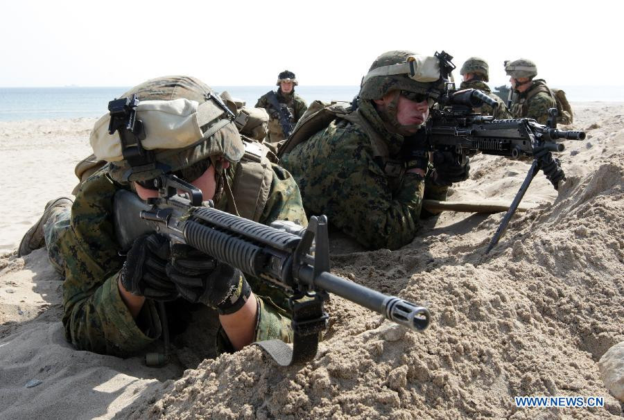 15.000 binh lính Mỹ-Hàn tham gia diễn tập. Ảnh: Xinhua