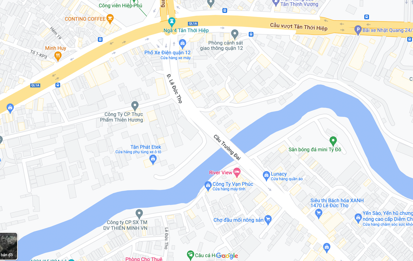 Khu vực cầu Trường Đai trên đường Lê Đức Thọ. (Ảnh chụp từ Google Maps)