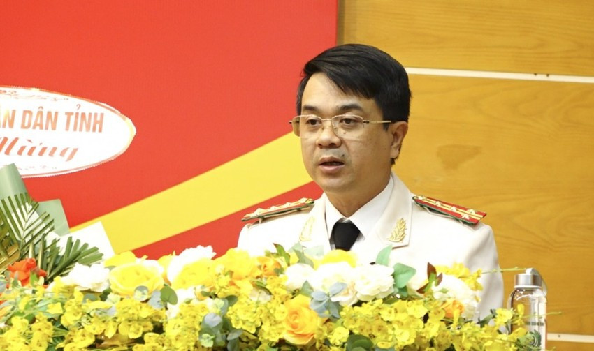 Đại tá Hoàng Khắc Lương phát biểu tại lễ nhậm chức