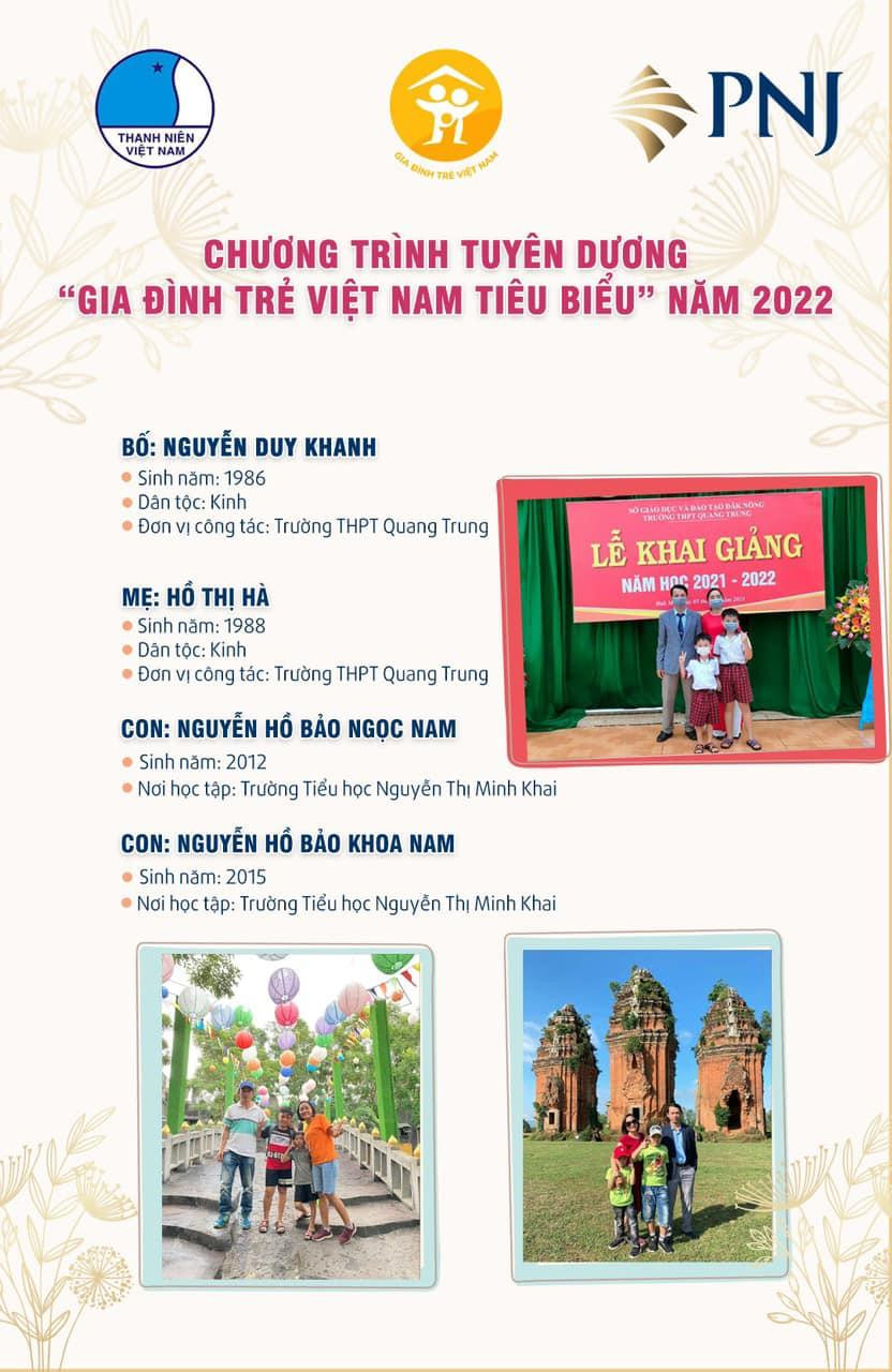 21 gia đình trẻ tiêu biểu từ 17 tỉnh, thành phố để tuyên dương trong chương trình. Thành phần các gia đình đa dạng gồm có: cán bộ, công nhân viên chức, chủ doanh nghiệp, giáo viên, công an, quân đội, sản xuất kinh doanh, công nhân, nông dân.