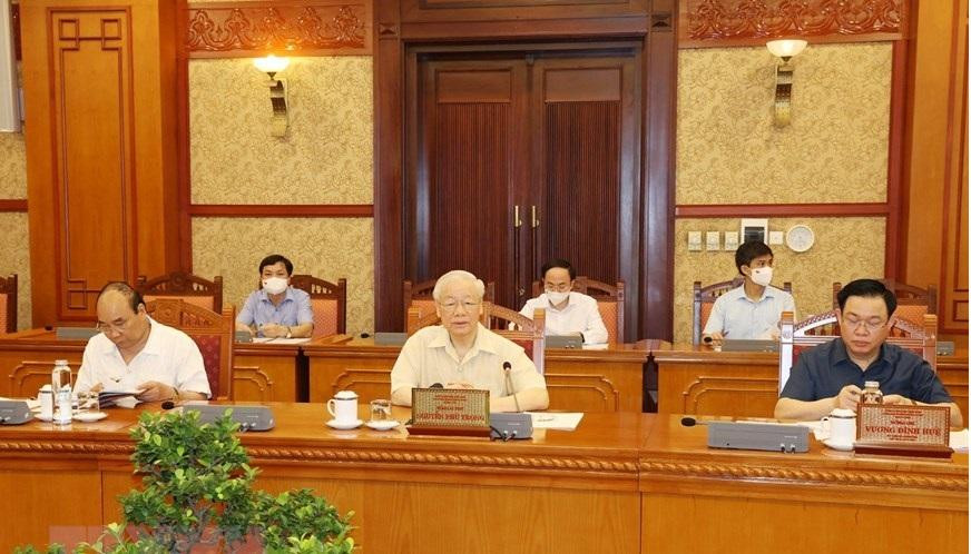 Tổng Bí thư Nguyễn Phú Trọng phát biểu tại cuộc họp (ảnh TTXVN) Tổng Bí thư Nguyễn Phú Trọng phát biểu tại cuộc họp (ảnh TTXVN)