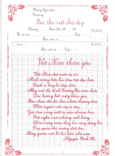 Chữ viết của thầy giáo Hà Văn Tiếp. Ảnh: Người lao động