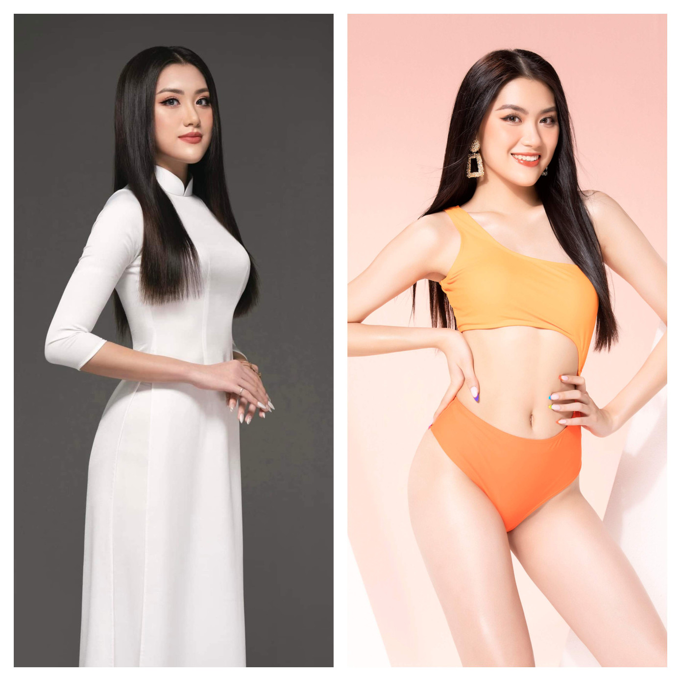 Phan Phương Oanh càng về cuối cũng gây ấn tượng với vóc dáng cân đối và gương mặt cá tính. Lê Minh Anh vẫn giữ được nét hồn nhiên nhưng tự tin, rạng rỡ hơn trước ống kính.