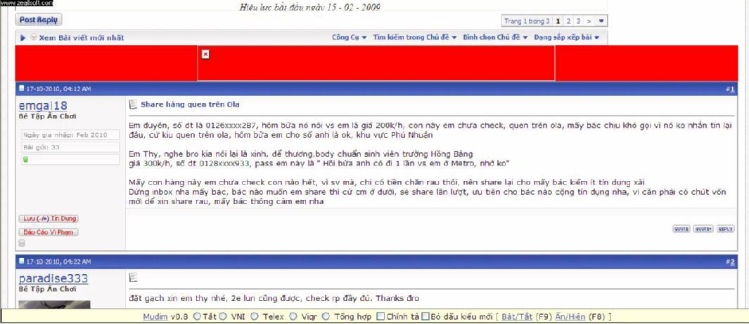 Mẩu tin share “rau” (bồ) mà N. T. N là nạn nhân
