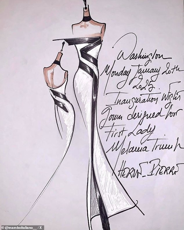 Bà Melania Trump mặc thiết kế của nhà tạo mẫu riêng trong vũ hội nhậm chức. Ảnh: Getty Images/X.