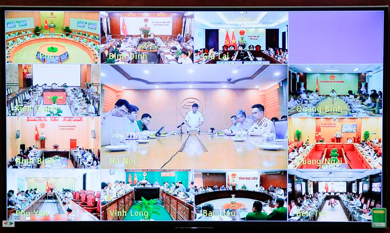 Các điểm cầu dự hội nghị trực tuyến.