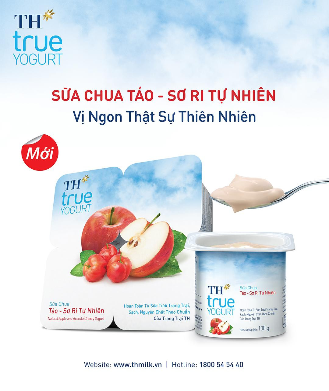 Sữa chua, táo, sơ ri là sự kết hợp “không đụng hàng” mang đến những trải nghiệm mới lạ với sản phẩm sữa chua ăn TH true YOGURT vừa ra mắt.
