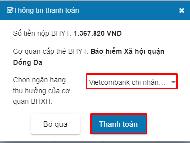 Chọn ngân hàng thụ hưởng của cơ quan BHXH