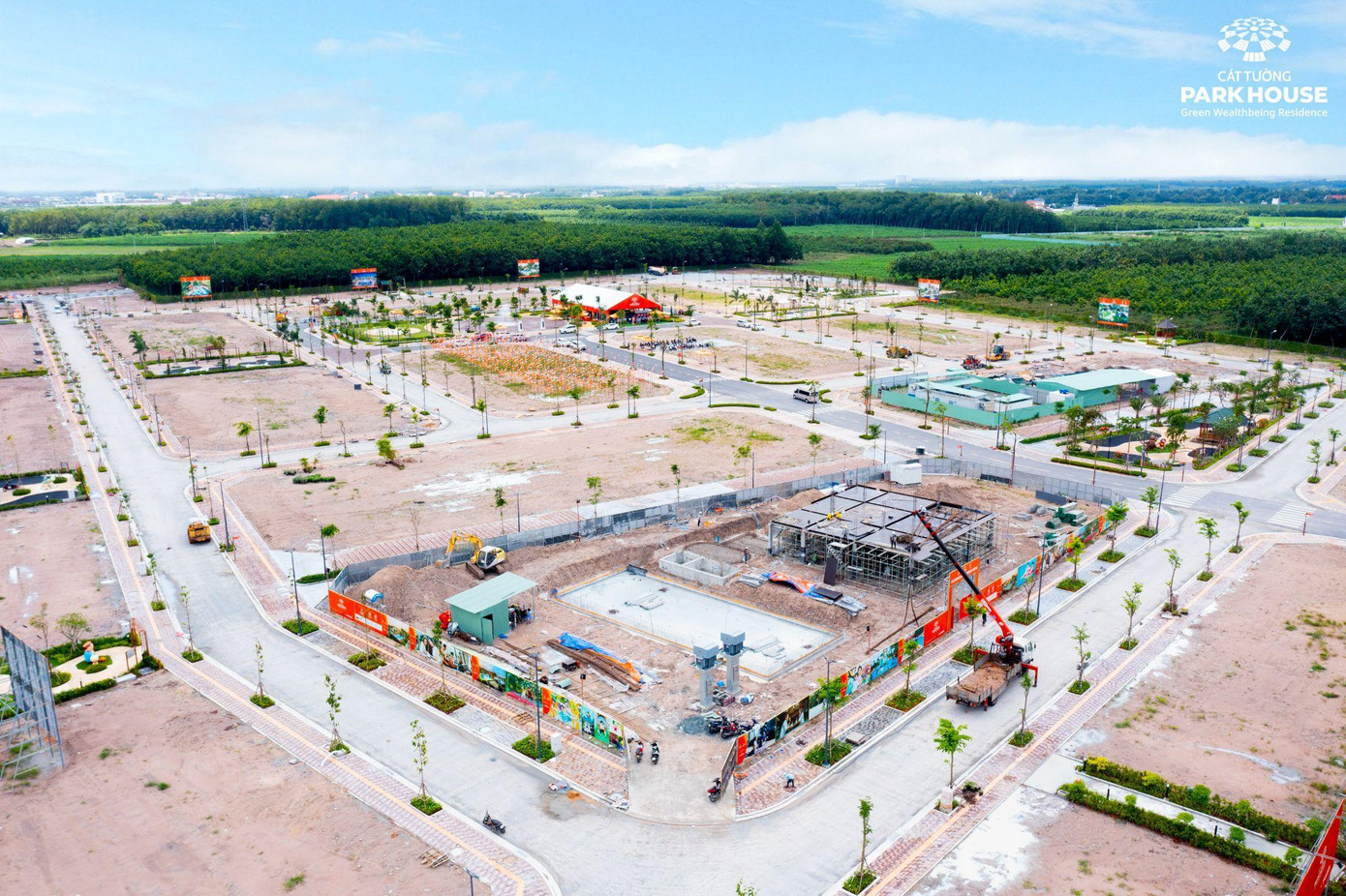 Khu Clubhouse tại Cát Tường Park House đang được đẩy nhanh tiến độ thi công