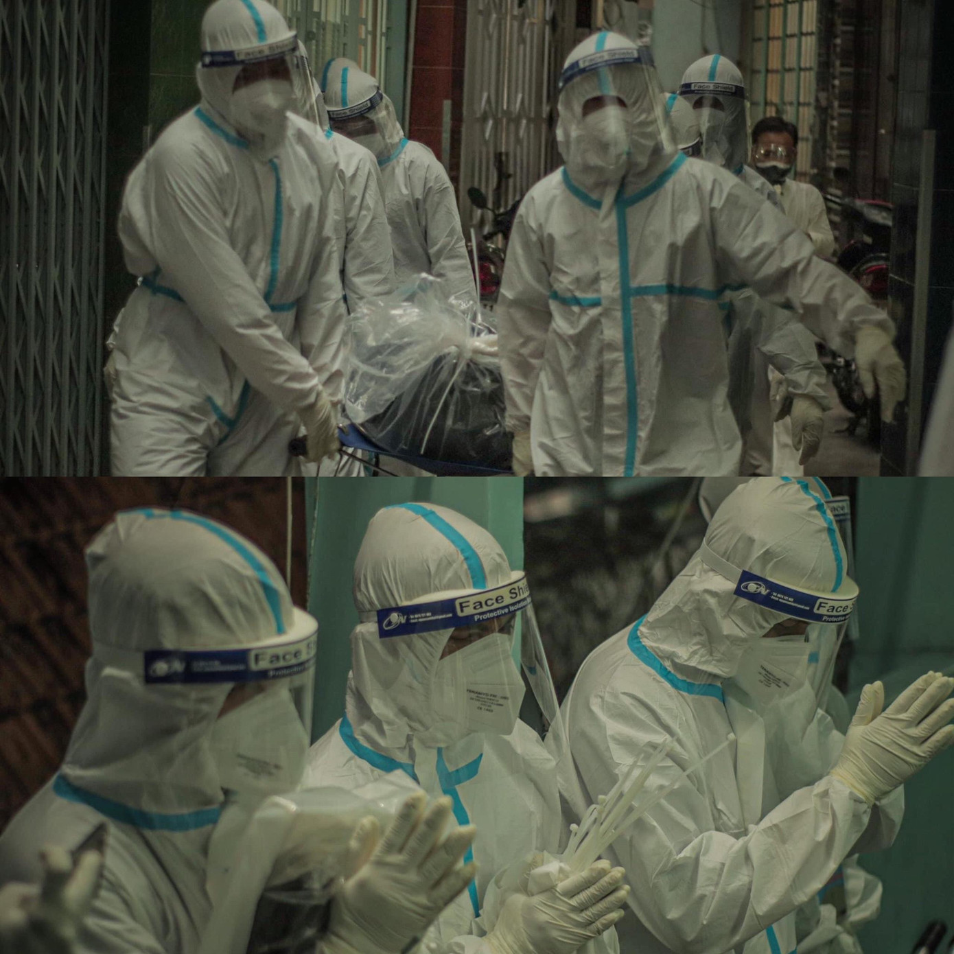 Các thành viên đội thiện nguyện Mai táng 0 đồng tiễn những người không may mất bởi COVID-19 chặng đường cuối cùng.