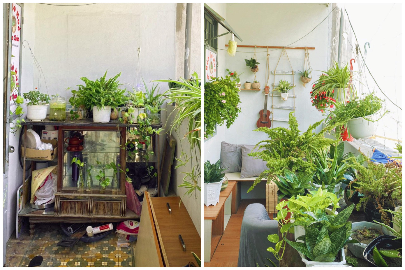 Ban công trước và sau khi cải tạo của Út Quyền. Ban công trước và sau khi cải tạo của Út Quyền.