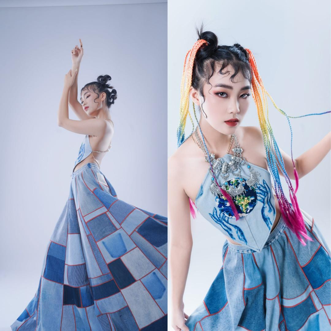 Một bộ trang phục thời trang tái chế của Kế Toàn. Một bộ trang phục thời trang tái chế của Kế Toàn.