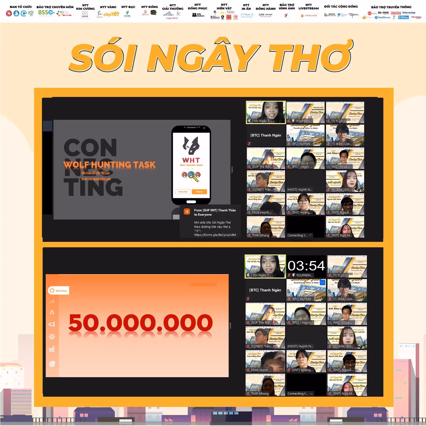 Phần thuyết trình về dự án của nhóm "Sói ngây thơ" trong cuộc thi. (Ảnh: BTC)