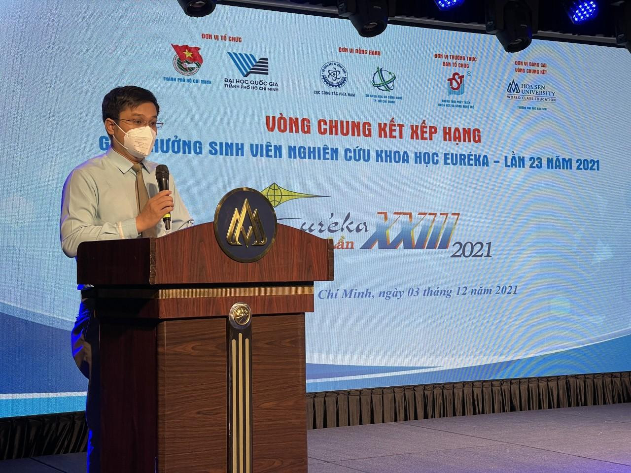 Ban Tổ chức khai mạc Vòng Chung kết Giải thưởng Sinh viên nghiên cứu khoa học – Euréka 2021 tại trường ĐH Hoa Sen. Ban Tổ chức khai mạc Vòng Chung kết Giải thưởng Sinh viên nghiên cứu khoa học – Euréka 2021 tại trường ĐH Hoa Sen.