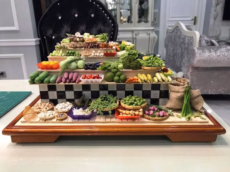 Sạp rau củ mini nhận được nhiều lời khen từ cộng đồng mạng.