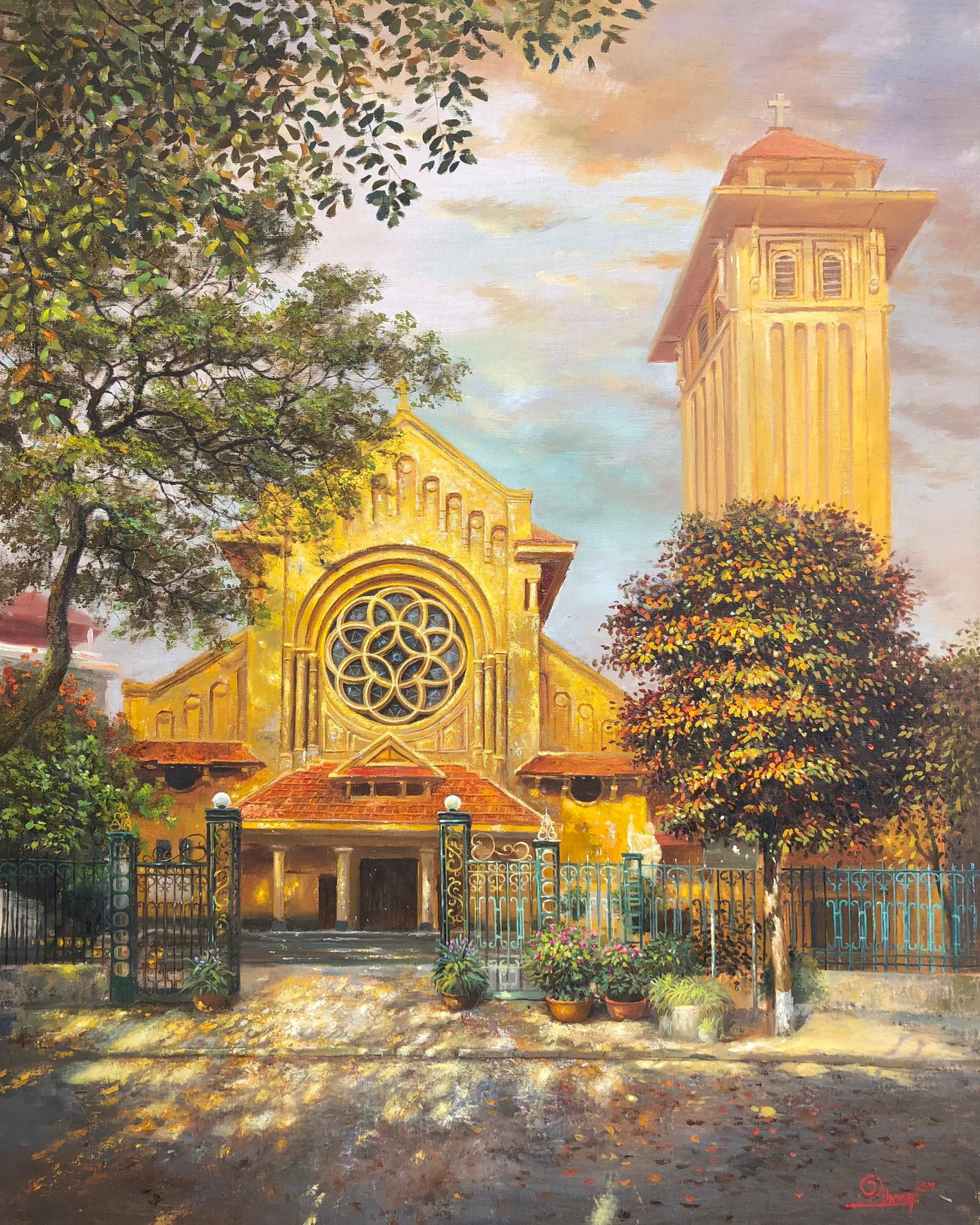 Tác phẩm "Nhà thờ Cửa Bắc" của Chiến Thắng. (Ảnh: NVCC)