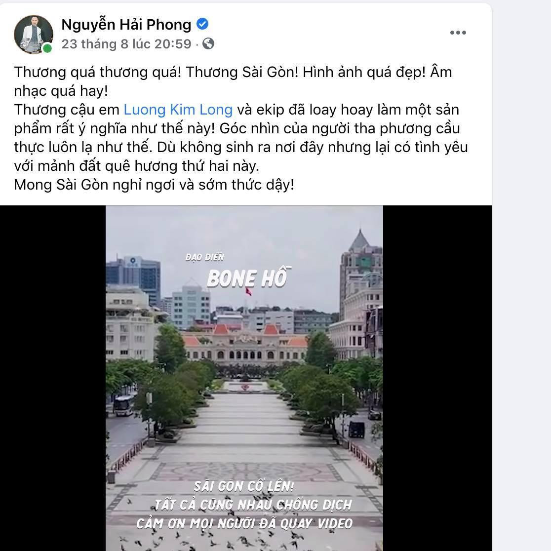 Trên Facebook, nhạc sĩ Nguyễn Hải Phong đã dành lời khen cho ca khúc của Long X. Trên Facebook, nhạc sĩ Nguyễn Hải Phong đã dành lời khen cho ca khúc của Long X.