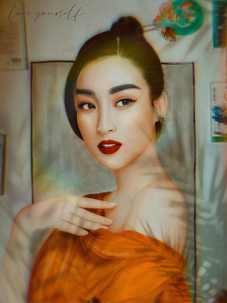 Chân dung Hoa hậu Đỗ Mĩnh Linh do Cảnh Bin vẽ. (Ảnh: NVCC)