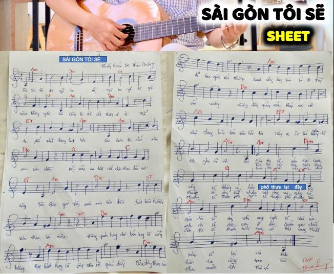 Ca khúc “Sài Gòn tôi sẽ” bản viết tay của thầy Thái Dương.