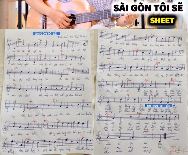 Ca khúc “Sài Gòn tôi sẽ” bản viết tay của thầy Thái Dương. Ca khúc “Sài Gòn tôi sẽ” bản viết tay của thầy Thái Dương.