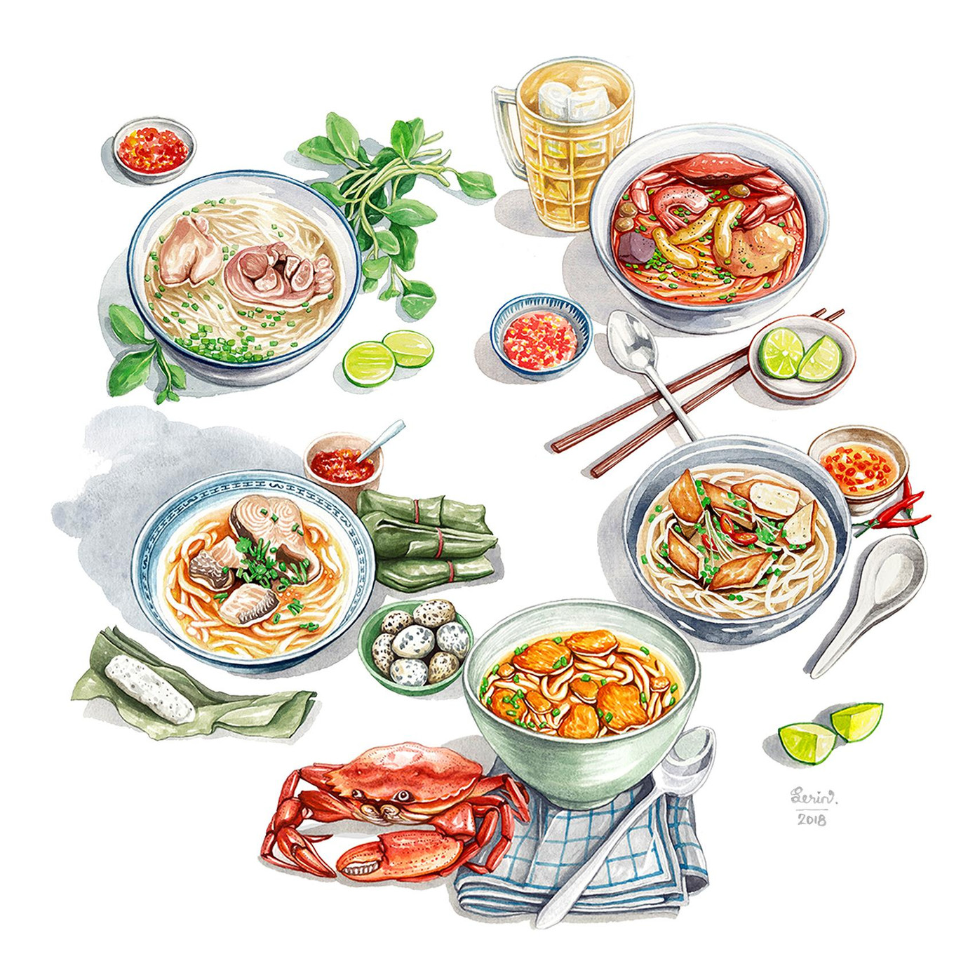 Các loại bánh canh Việt Nam qua nét vẽ của Lê Rin. Các loại bánh canh Việt Nam qua nét vẽ của Lê Rin.