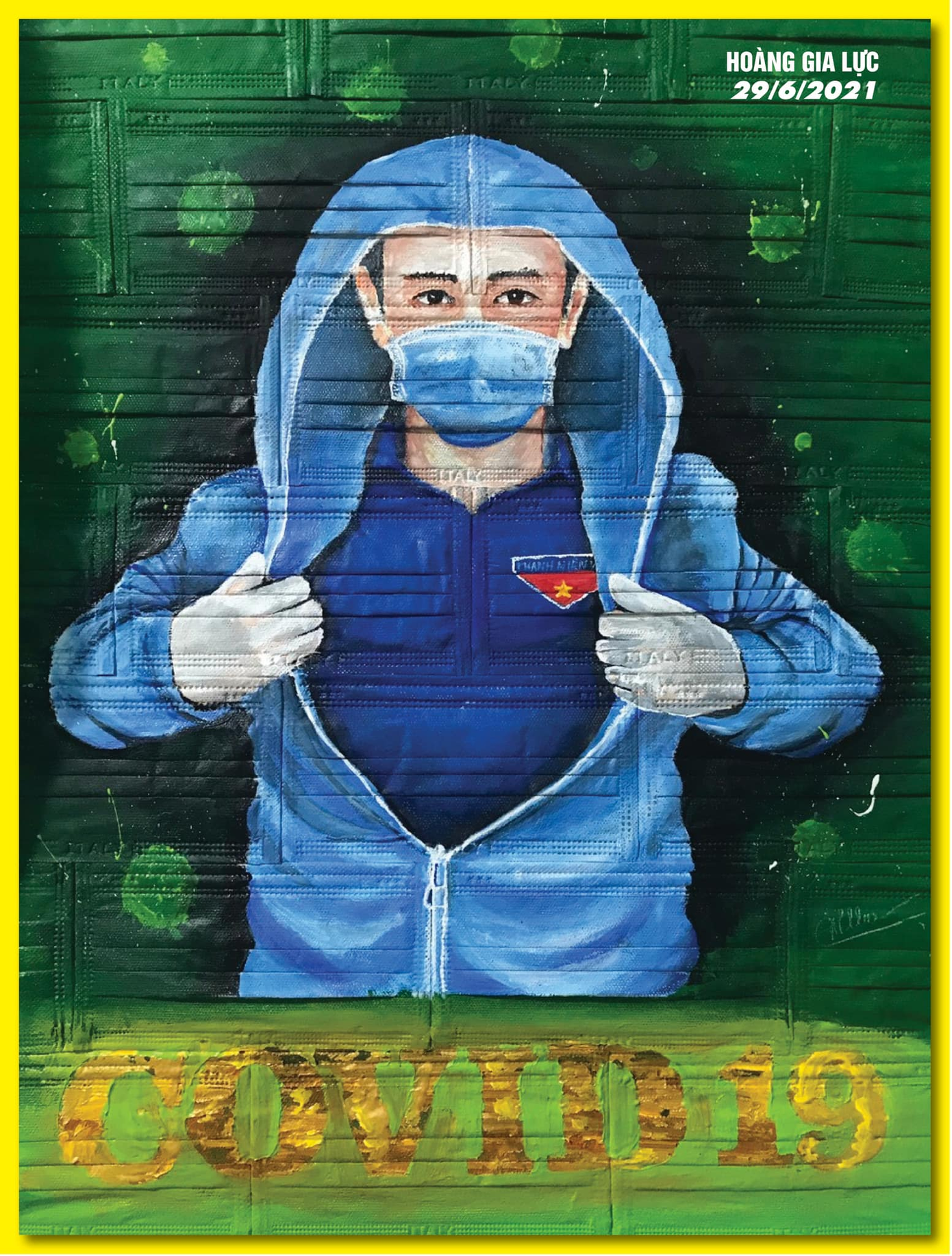 Bức tranh đặc biệt của Lực sau khi hoàn thành (Ảnh: NVCC) Bức tranh đặc biệt của Lực sau khi hoàn thành (Ảnh: NVCC)