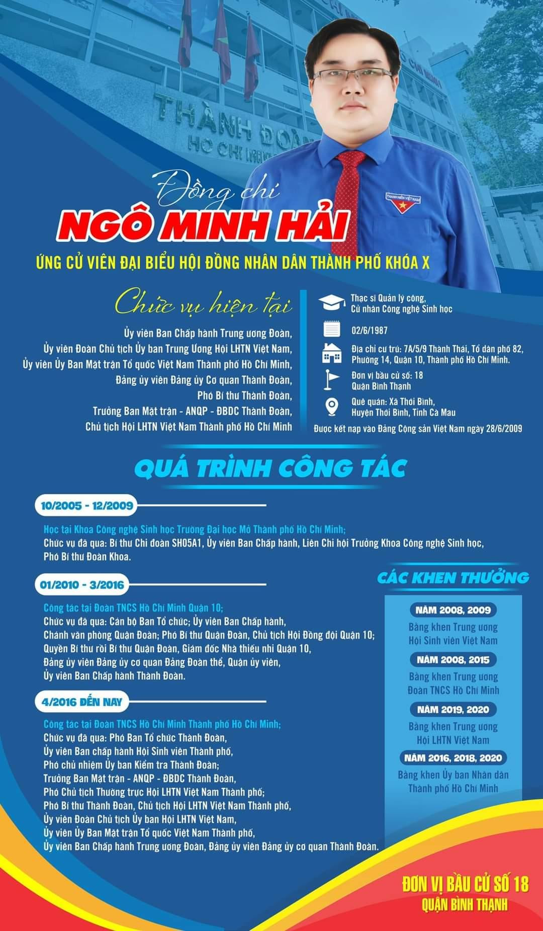 Quá trình công tác của anh Ngô Minh Hải.