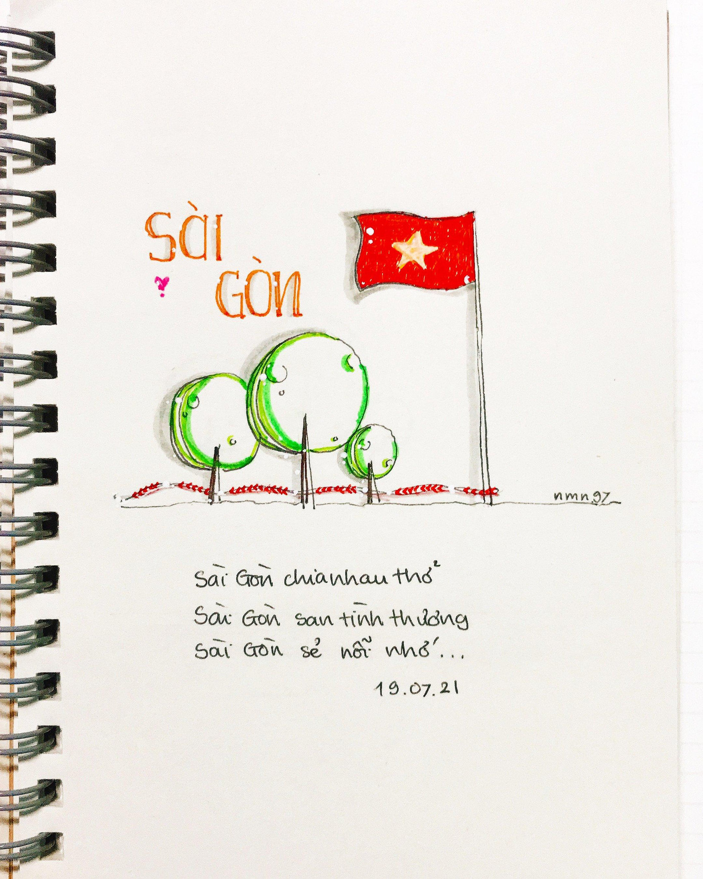 Bức tranh chủ đề của bộ tranh “Sài Gòn chia nhau thở”.