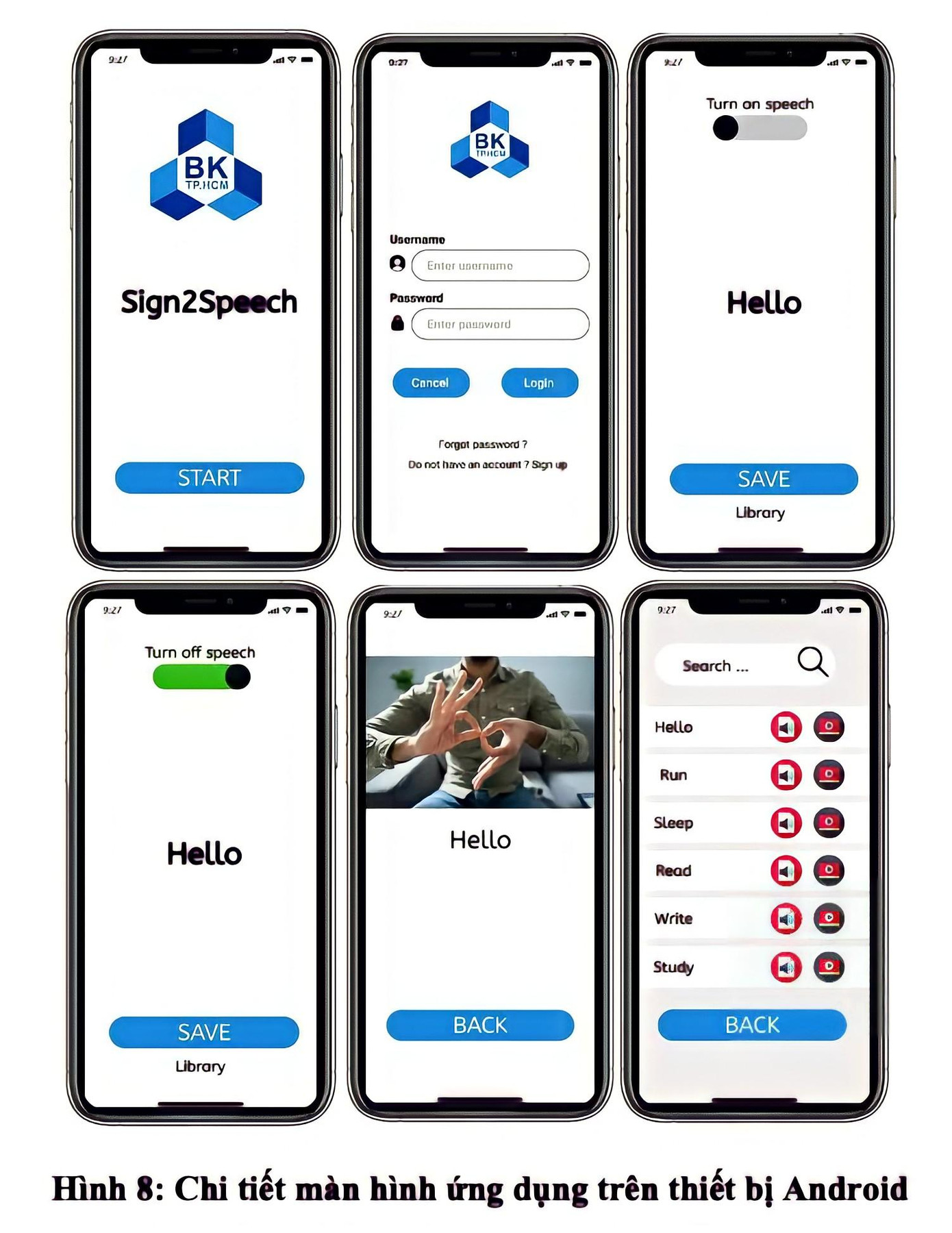 Chi tiết màn hình ứng dụng trên hệ điều hành Android.