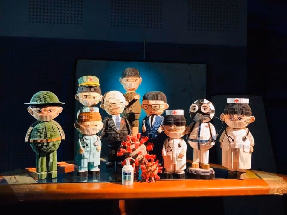 Mô hình phòng, chống dịch COVID-19 được Thương làm vào năm 2020.