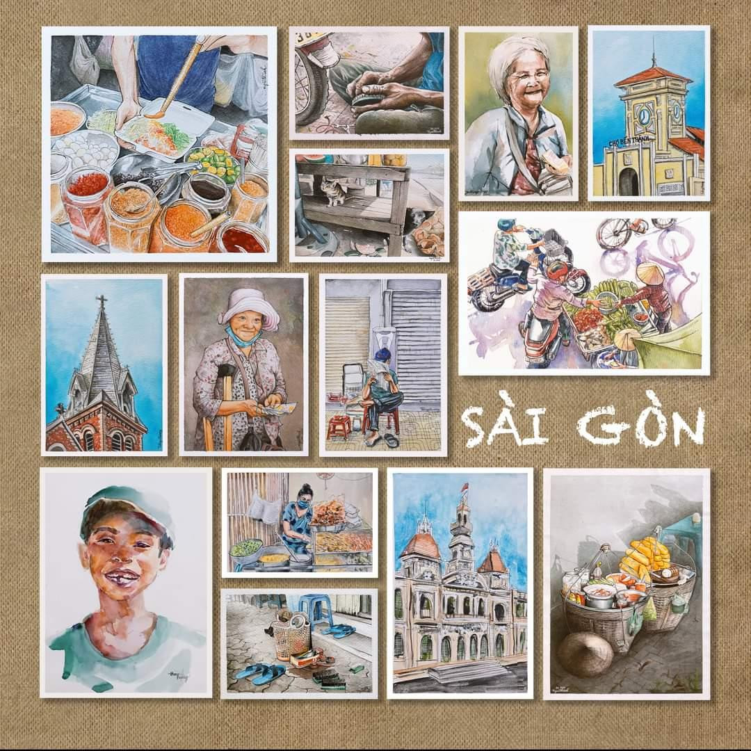 Bộ tranh ký họa mang lại nhiều cảm xúc cho người xem về một Sài Gòn - nơi có nhiều những người lao động mưu sinh với đủ mọi ngành nghề.