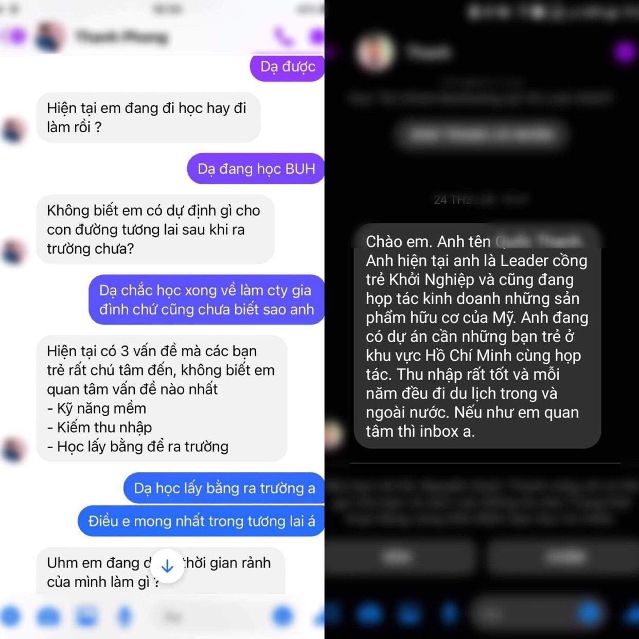 Không ít sinh viên bị các đối tượng lừa đảo nhắn tin, lôi kéo tham gia vào các hệ thống bán hàng đa cấp bất chính. Không ít sinh viên bị các đối tượng lừa đảo nhắn tin, lôi kéo tham gia vào các hệ thống bán hàng đa cấp bất chính.