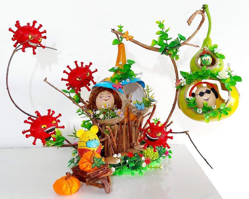 Những sản phẩm từ vỏ trứng của Nguyễn Thị Giang.