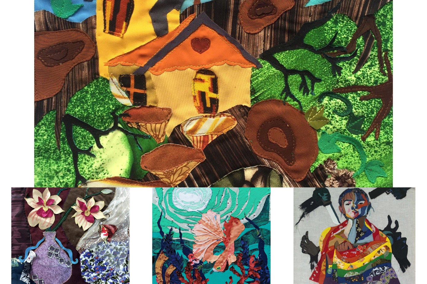 Một số tác phẩm trong triển lãm "Tranh vải K26TT".