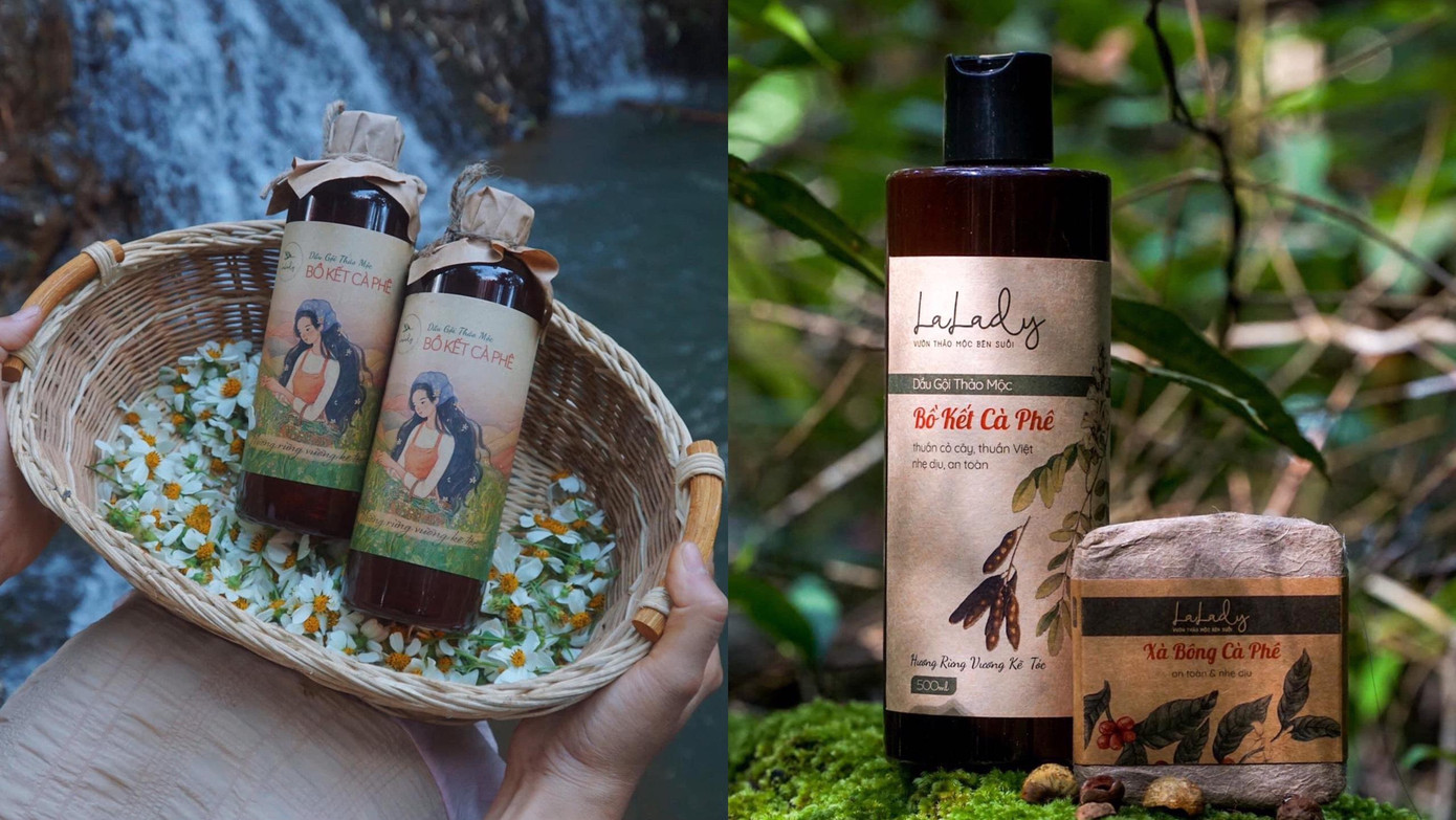 Thuận đã tận dụng nguyên liệu có sẵn trong vườn để tạo nên dầu gội thảo mộc và xà bông cà phê. Thuận đã tận dụng nguyên liệu có sẵn trong vườn để tạo nên dầu gội thảo mộc và xà bông cà phê.