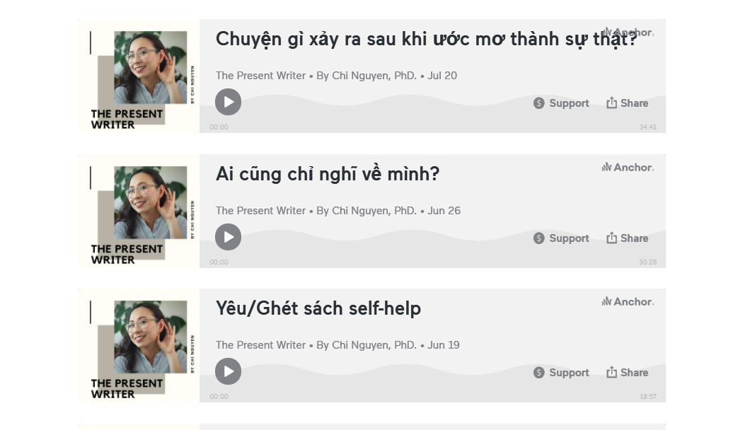 Những tập podcast của "The Present Writer". Những tập podcast của "The Present Writer".