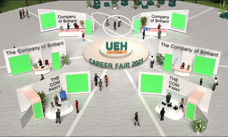 Sảnh các gian hàng của ngày hội theo không gian triển lãm thực tế ảo.